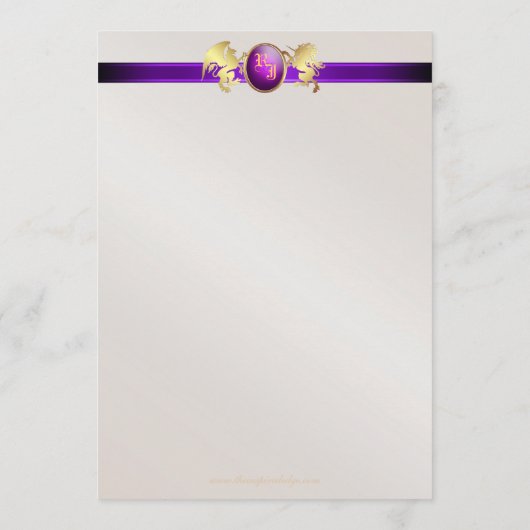 Prinz-u. Prinzessin-Purple Jewel Crest Wedding Menükarte (Rückseite)