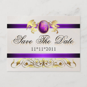 Prinz-u. Prinzessin-Purple Save the Date Postkarte