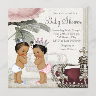 Prinz und Prinzessin ethnische Zwillinge Baby Show Einladung