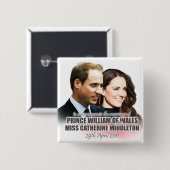 Prinz William u. Kate königlicher Hochzeits-Knopf Button (Vorne & Hinten)