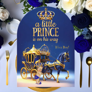 Prinzen-Baby-Party Blau Goldene Kutsche Einladung