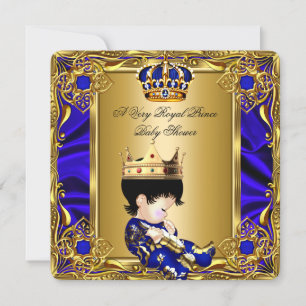 Prinzen-Baby-Party königlich Gold Royal Blau Junge Einladung