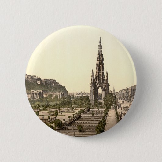 Prinzen Street, das Schloss und Scott-Monument Button (Vorderseite)