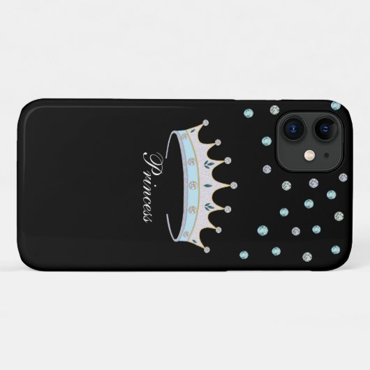 Prinzessenkrone und Edelsteine konfetti auf schwar Case-Mate iPhone Hülle (Rückseite (Horizontal))