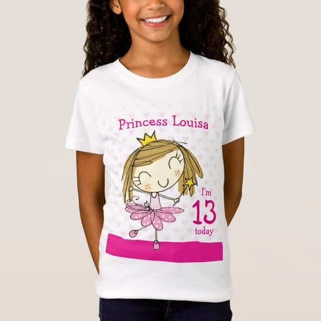 Prinzessin 13. Geburtstag MÄDCHEN-T - SHIRT Alters (Vorderseite)