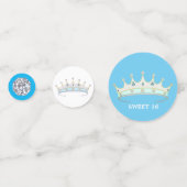Prinzessin 16. Geburtstag auf türkisblau und weiß Konfetti (Rückseiten)