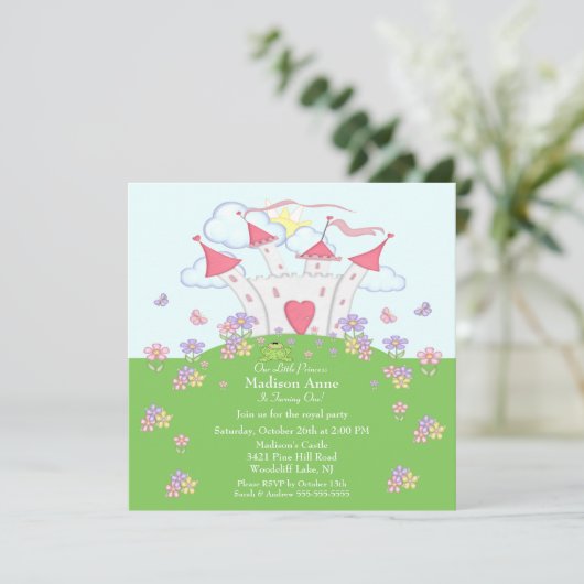 Prinzessin 1. Geburtstag Party Einladung (Stehend Vorderseite)