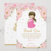 Prinzessin 1. Geburtstag Pink Blush Floral Dankeskarte (Vorne/Hinten)