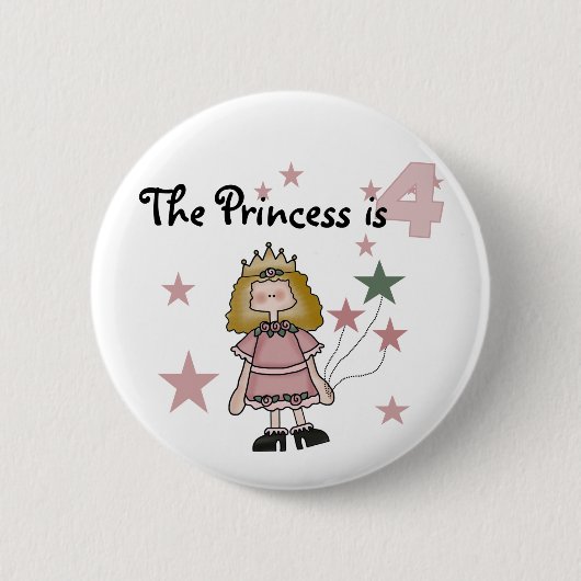 Prinzessin 4. Geburtstagsgeschenke Button (Vorderseite)