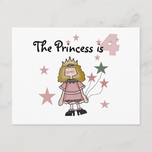 Prinzessin 4. Geburtstagsgeschenke Postkarte (Vorderseite)