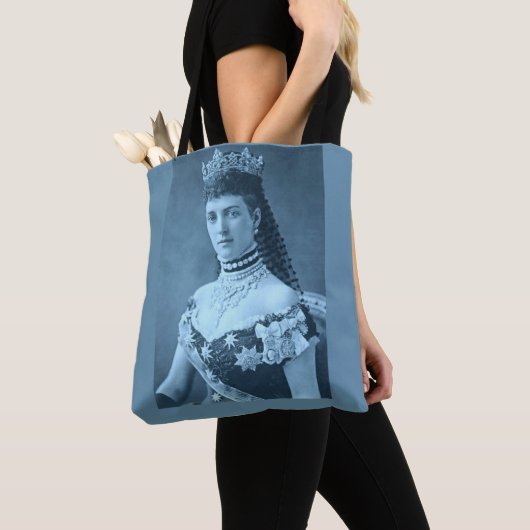 Prinzessin Alexandra von Dänemark in blauer Schrif Tasche (Von Nahem)