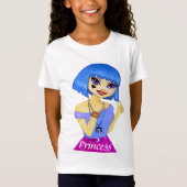 Prinzessin Animee mit blauer Haarillustration T-Shirt (Vorderseite)