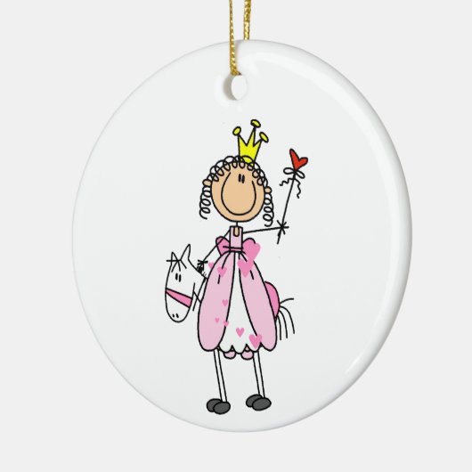 Prinzessin auf Pferden Strichmännchen Keramik Ornament (Links)
