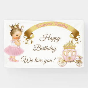 Prinzessin Baby Mädchen Karosse Rosa Gold Banner