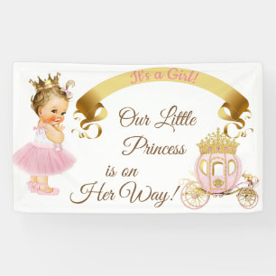 Prinzessin Baby Mädchen Karosse Rosa Gold Banner