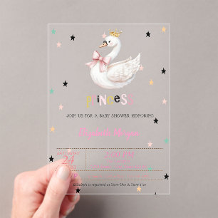 Prinzessin Baby Schwan, Baby-Party der Sterne Acryleinladungen