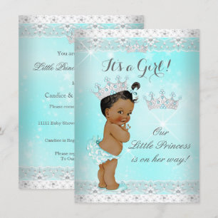 Prinzessin Baby Shower Aqua Spitze Diadem Ethnisch Einladung