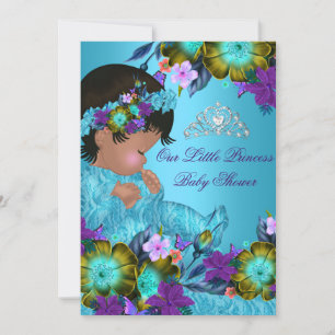 Prinzessin Baby Shower Blau Türkis Lila Mädchen Ei Einladung