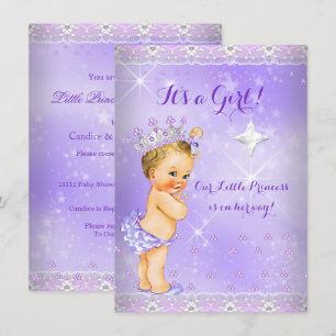 Prinzessin Baby Shower Flieder Lavendel Diadem Blo Einladung