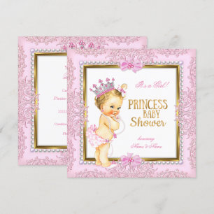 Prinzessin Baby Shower Gold Rosa Perlen Spitze Blo Einladung