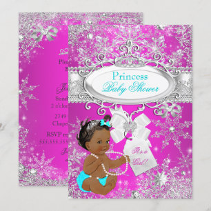 Prinzessin Baby Shower Hot Pink Aqua Ethnisch Einladung