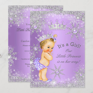 Prinzessin Baby Shower Lavendel Wunderland Blond Einladung