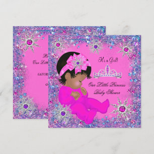 Prinzessin Baby Shower Lila Rosa Glitter Ethnisch Einladung