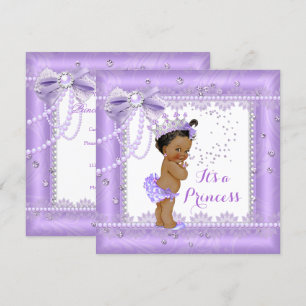 Prinzessin Baby Shower Lila Schleife Spitze Juwel  Einladung