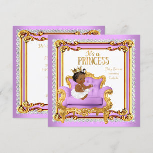 Prinzessin Baby Shower Lilac Rosa Gold Stuhl Ethni Einladung