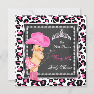 Prinzessin Baby Shower Mädchen Cowgirl Brünette Einladung