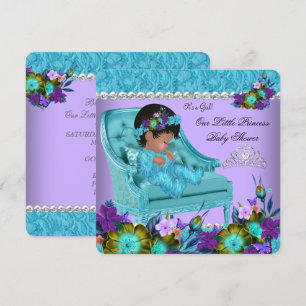 Prinzessin Baby Shower Mädchen Lila Türkis Blau St Einladung