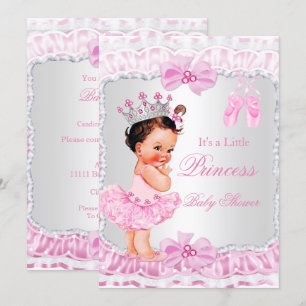Prinzessin Baby Shower Mädchen Rosa Ballerina Brün Einladung