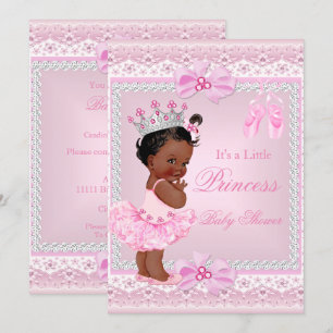 Prinzessin Baby Shower Mädchen Rosa Ballerina Ethn Einladung