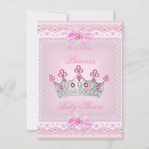 Prinzessin Baby Shower Mädchen Rosa Edelstein Silb Einladung