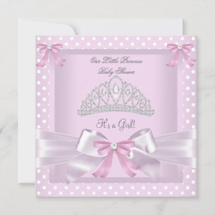 Prinzessin Baby Shower Mädchen Rosa Punkte Bogen Einladung