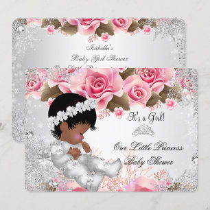 Prinzessin Baby Shower Mädchen Rosa Schneeflocken  Einladung