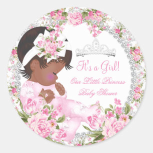 Prinzessin Baby Shower Mädchen Vintage Rose Floral Runder Aufkleber