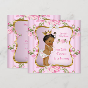 Prinzessin Baby Shower Pink Gold Blumen Ethnisch Einladung
