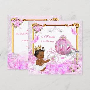 Prinzessin Baby Shower Pink Gold Kutsche Ethnisch Einladung