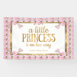Prinzessin Baby Shower Pink Gold Rose Floral Banner