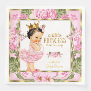 Prinzessin Baby Shower Pink Gold Rose Floral Serviette