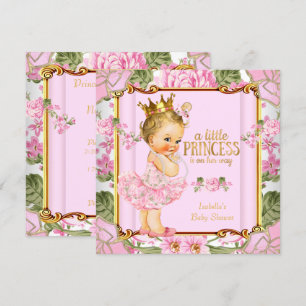 Prinzessin Baby Shower Pink Rose Floral Blondes Mä Einladung