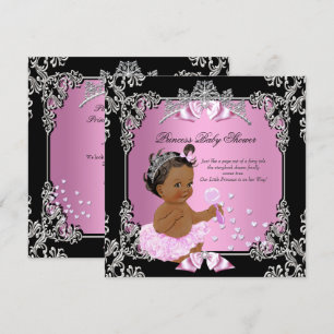 Prinzessin Baby Shower Pink Schwarz Tutu Ethnisch Einladung