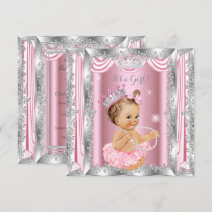Prinzessin Baby Shower Rosa Silber Ballerina Licht Einladung