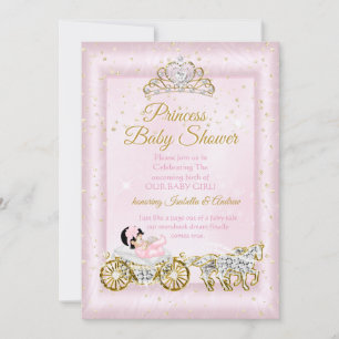 Prinzessin Baby Shower Tiara Rosa Karosse Einladung