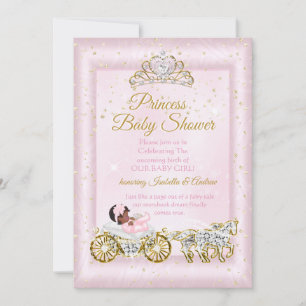 Prinzessin Baby Shower Tiara Rosa Karosse Ethnisch Einladung