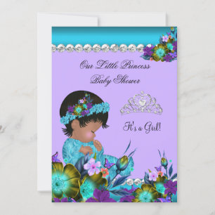 Prinzessin Babyparty Mädchen Türkis Blau Lila zz2 Einladung