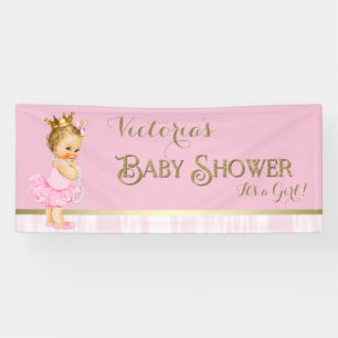 Prinzessin Ballerina Perlen Rosa Gold Baby Shower Banner