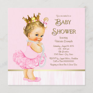 Prinzessin Ballerina Rosa Gold Baby Shower Einladung