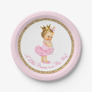 Prinzessin Ballerina Rosa Gold Babyparty Pappteller